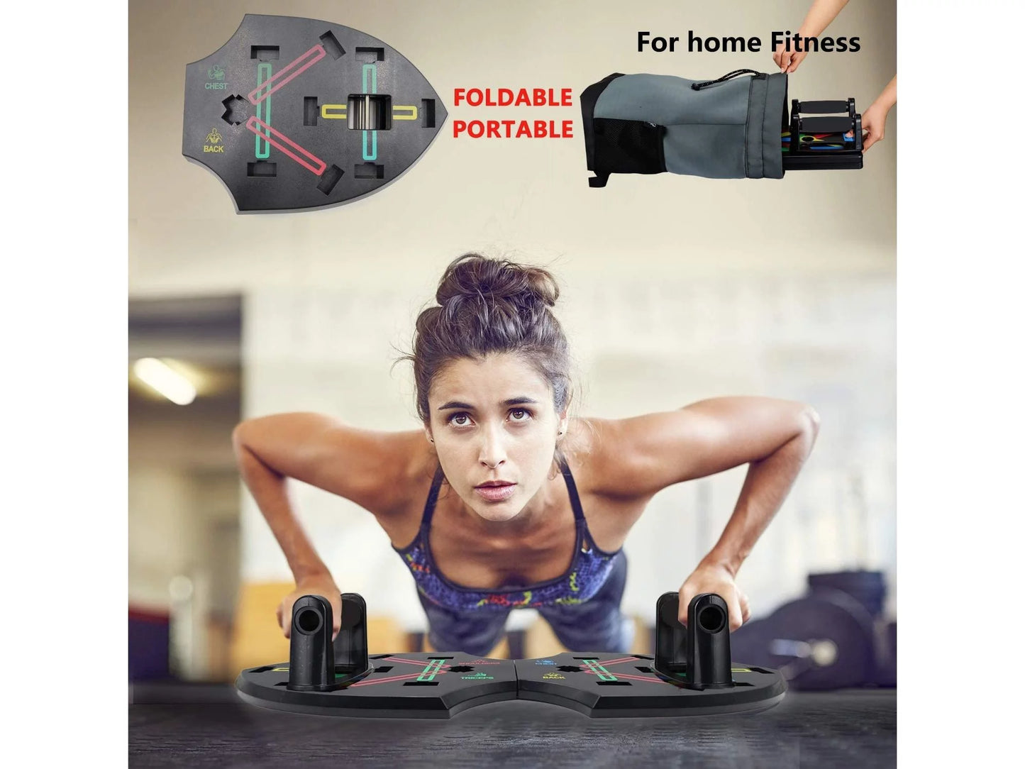 Ultimate 12-in-1 Push-Up Rack Board System with Resistance Bands for Total Body Fitness